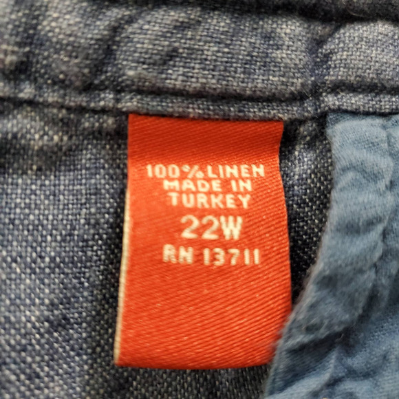 Valerie Stevens Woman 100% Linen Cropped Pants Zip w/Drawstring Closure 22W - Picture 8 of 9